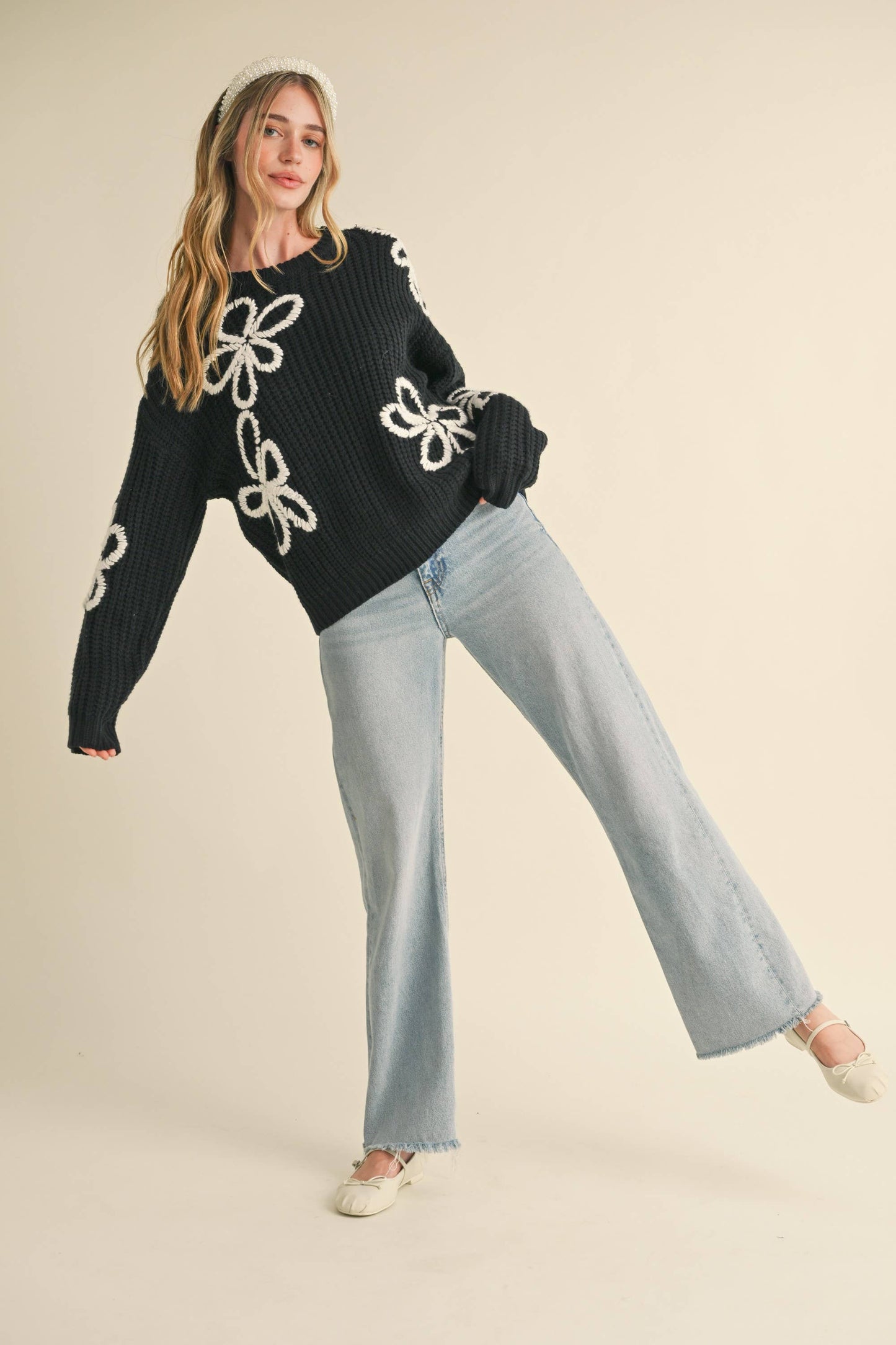 FLORAL STITCH SWEATER-Q41