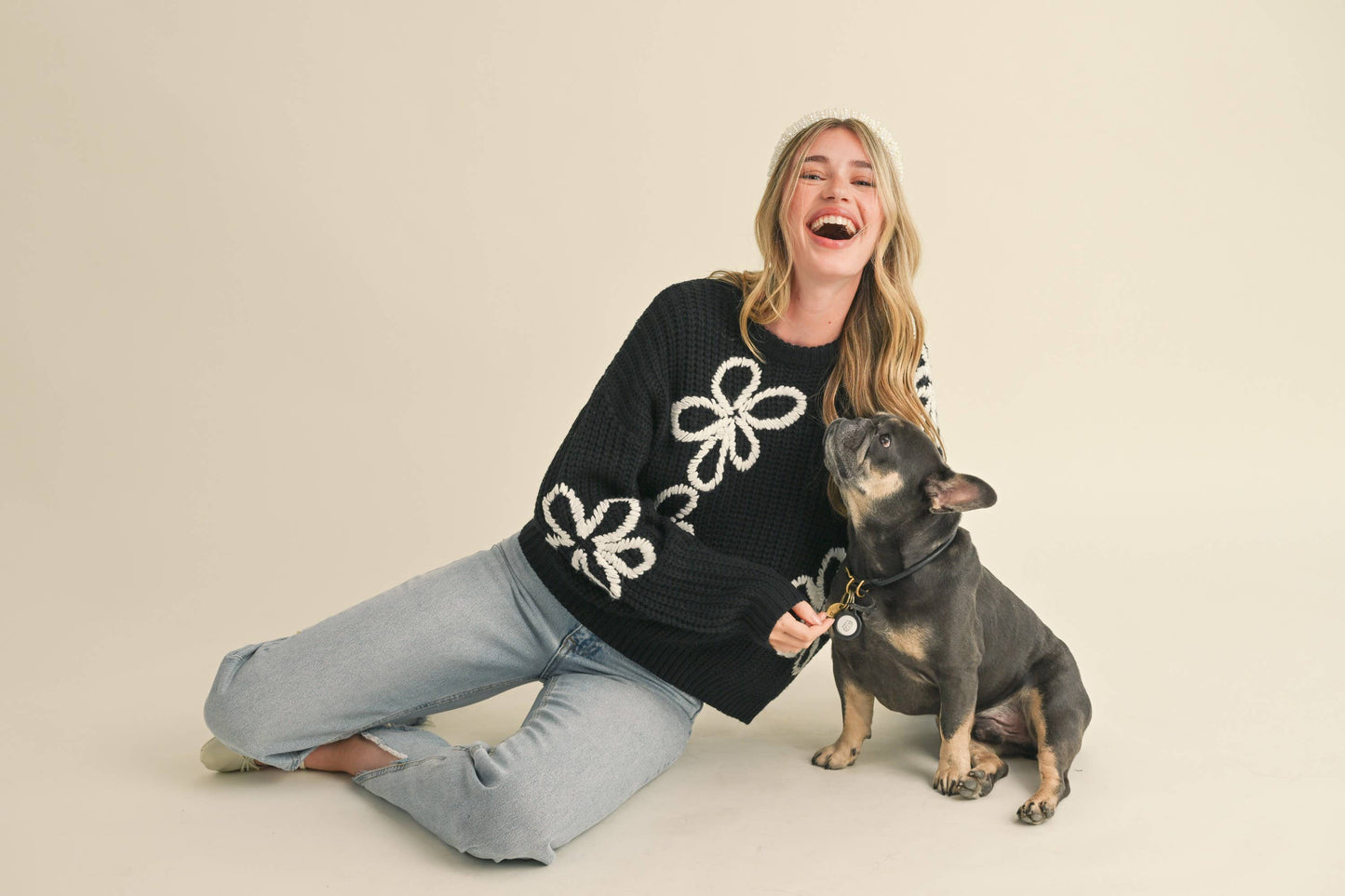 FLORAL STITCH SWEATER-Q41