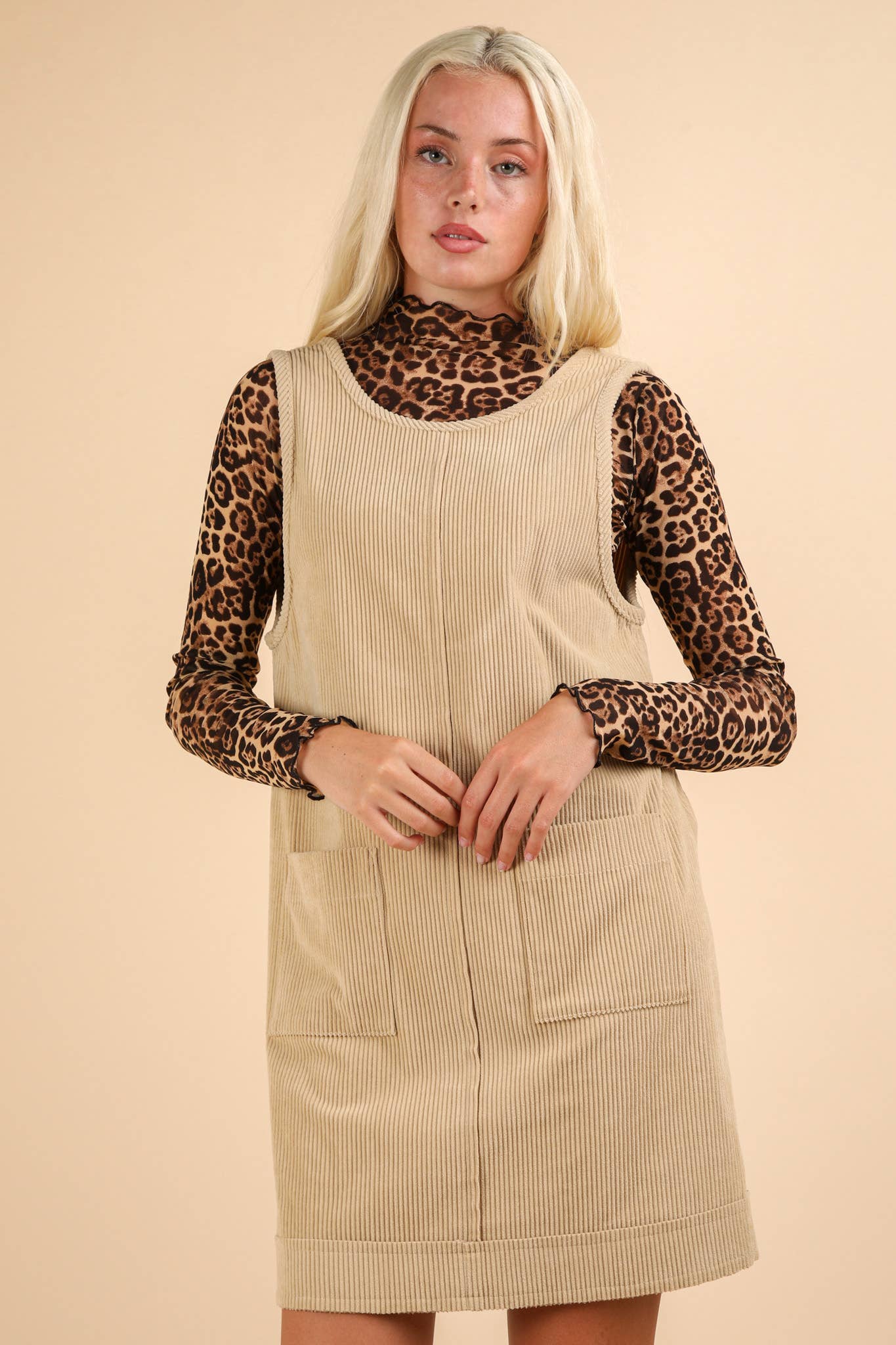 ND31402-Corduroy Backless Casual Mini Dress: MAUVE / S-M-L/2-2-2