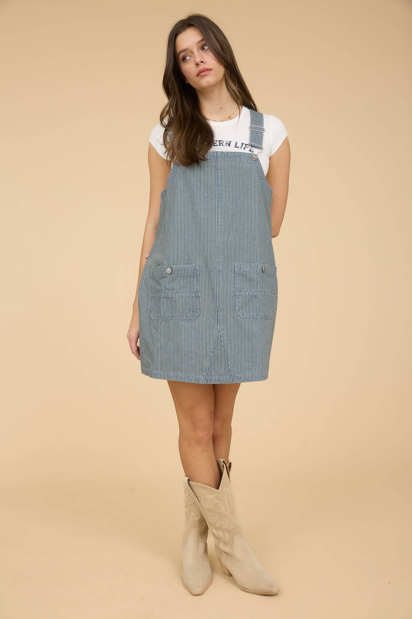 STRIPE OVERALL DRESS-N78