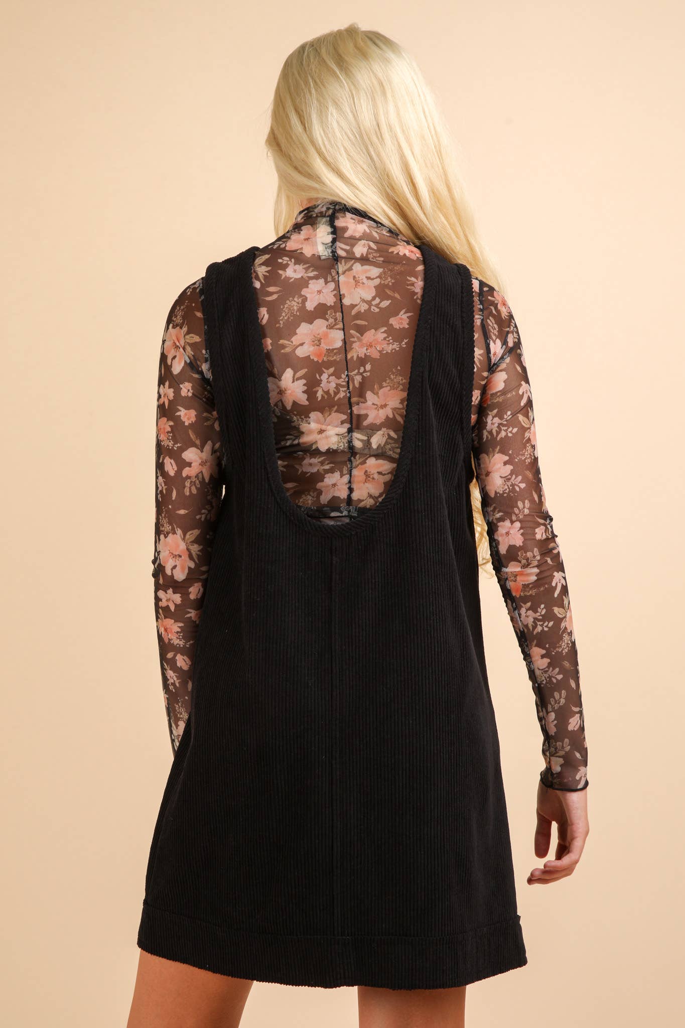 ND31402-Corduroy Backless Casual Mini Dress: MAUVE / S-M-L/2-2-2
