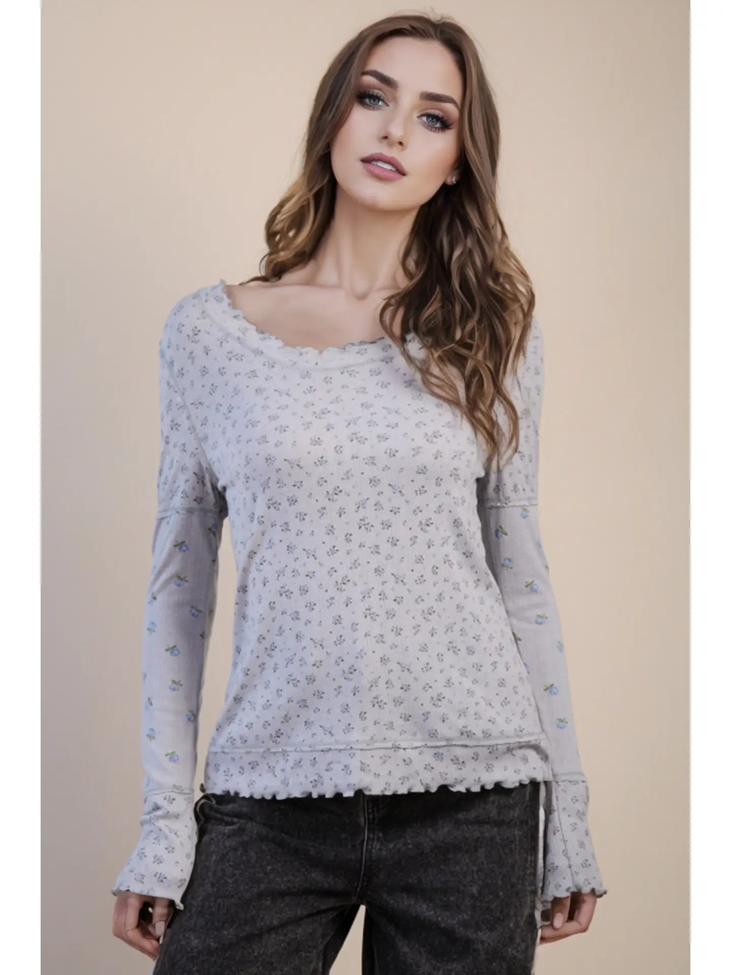 Floral Printed J Top-P13