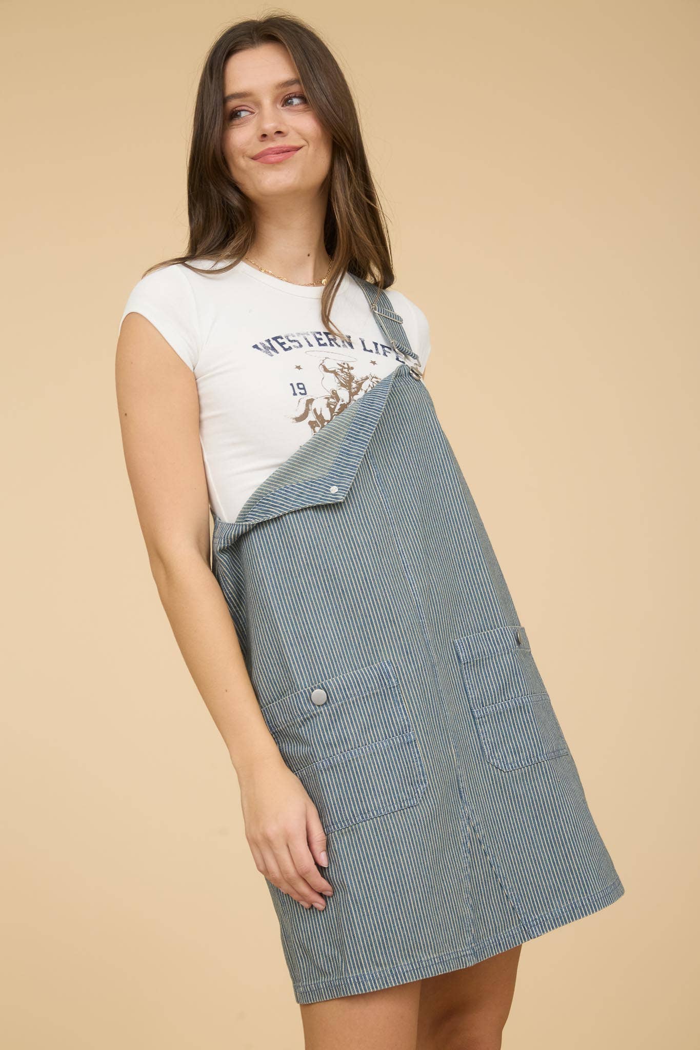 STRIPE OVERALL DRESS-N78