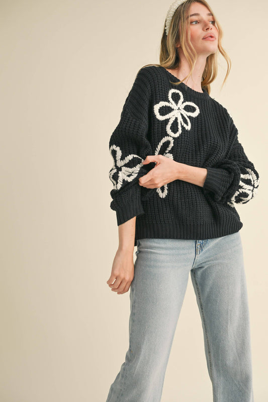 FLORAL STITCH SWEATER-Q41