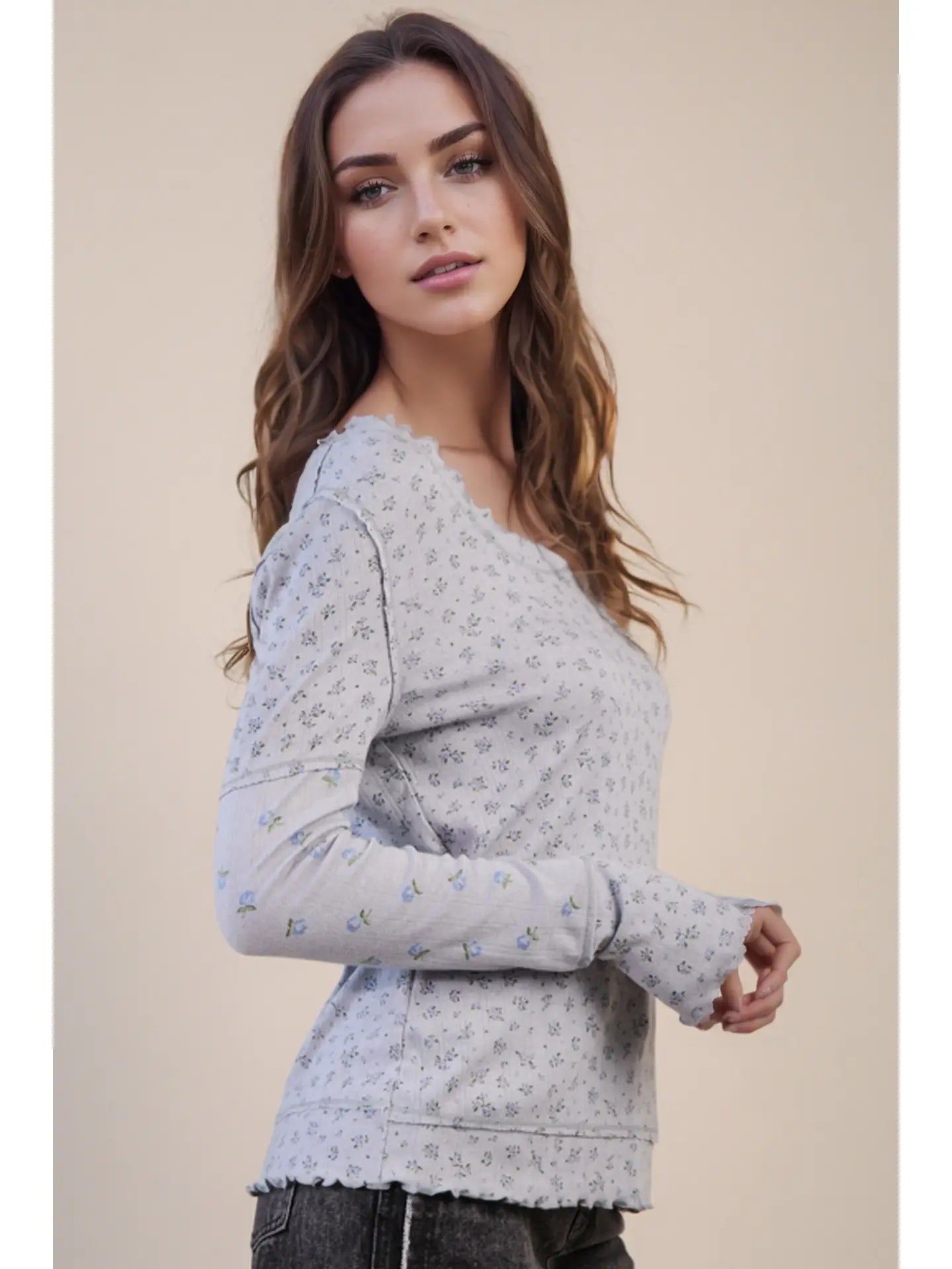 Floral Printed J Top-P13