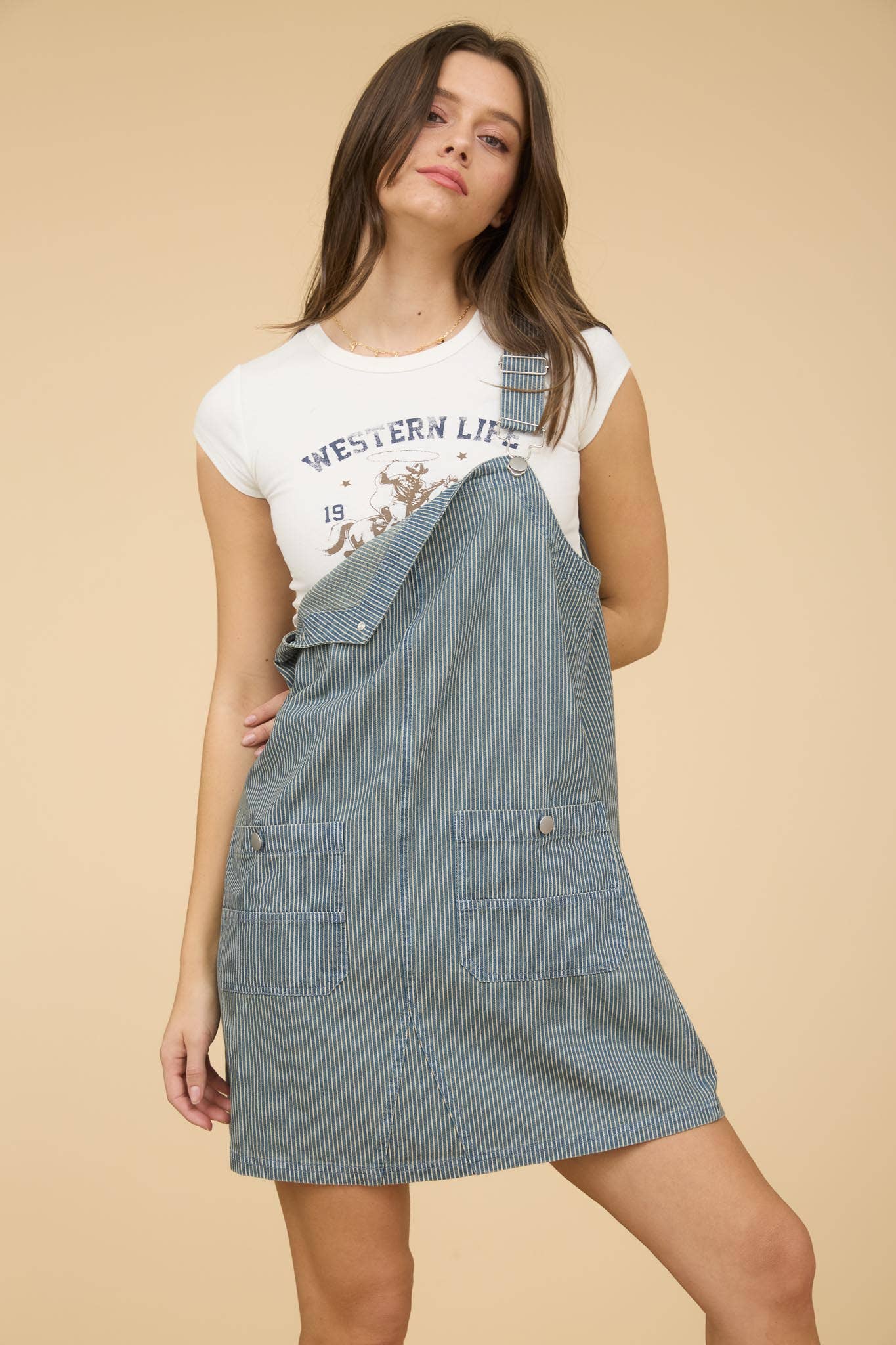 STRIPE OVERALL DRESS-N78