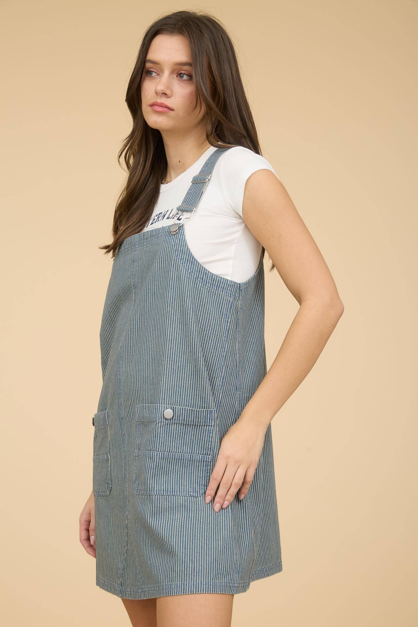 STRIPE OVERALL DRESS-N78